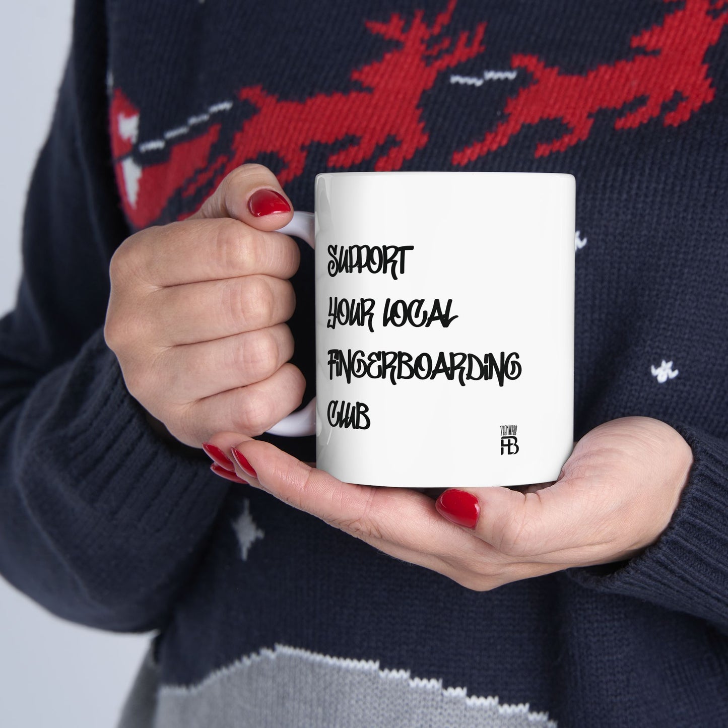 Support Your Local Fingerboarding Club White Mug | Available in 11oz or 15oz