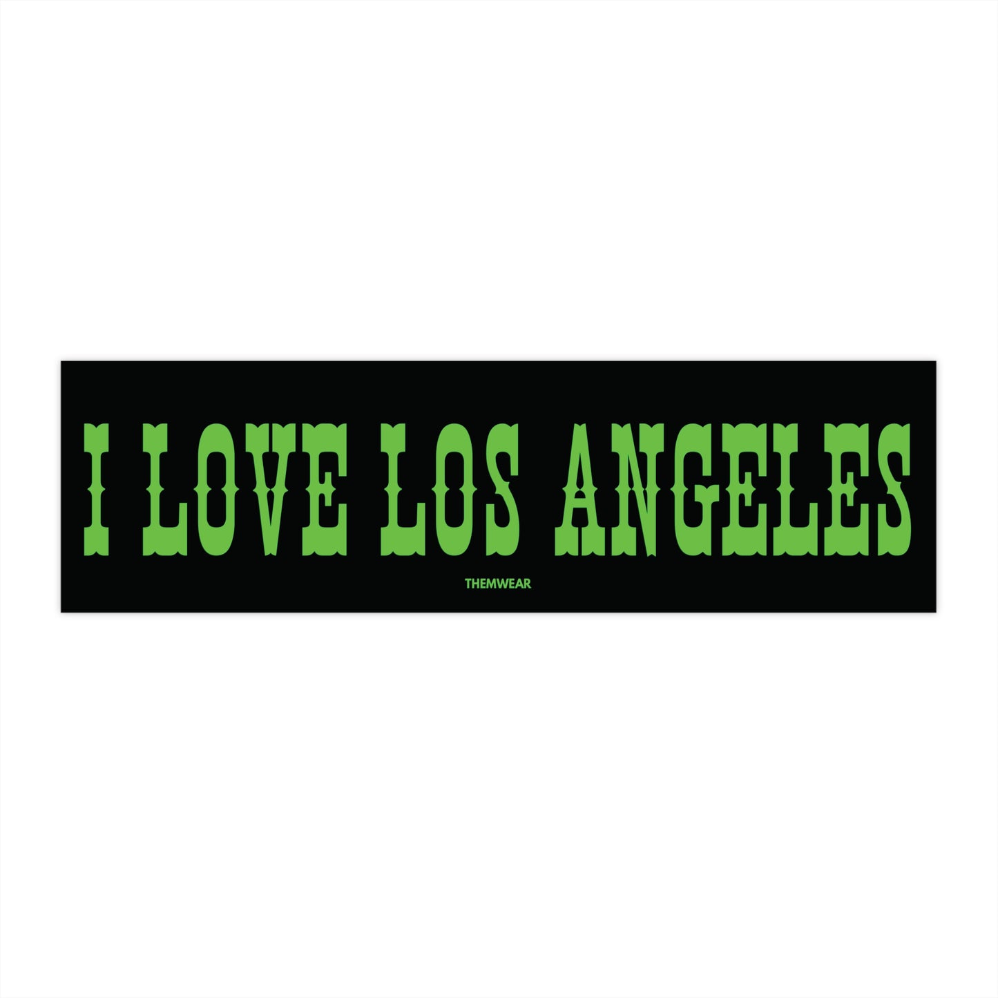 “I Love Los Angeles” Green Bumper Sticker | UV-Resistant & Waterproof Vinyl Decal (11”x3”)