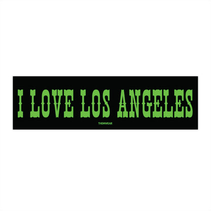 “I Love Los Angeles” Green Bumper Sticker | UV-Resistant & Waterproof Vinyl Decal (11”x3”)