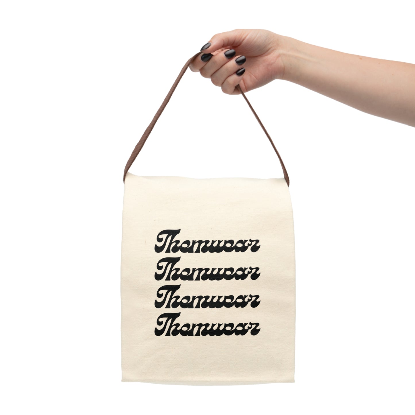 Themwear Logo Canvas Lunch Bag | Durable Roll-Top Design and Strap | 100% Cotton Canvas